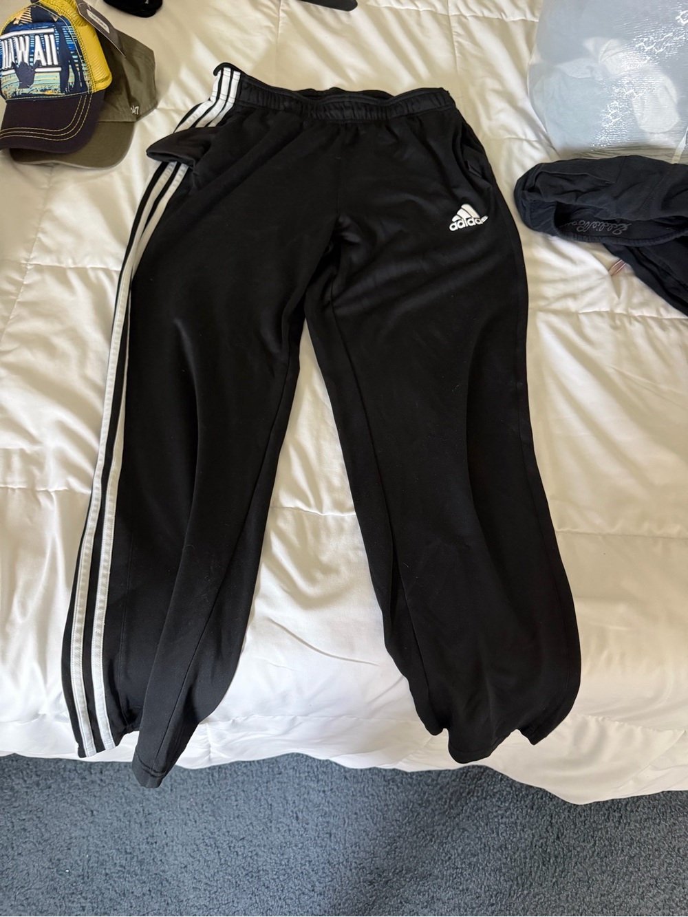 adidas Black Jogger Sweatpants with White Side Stripes